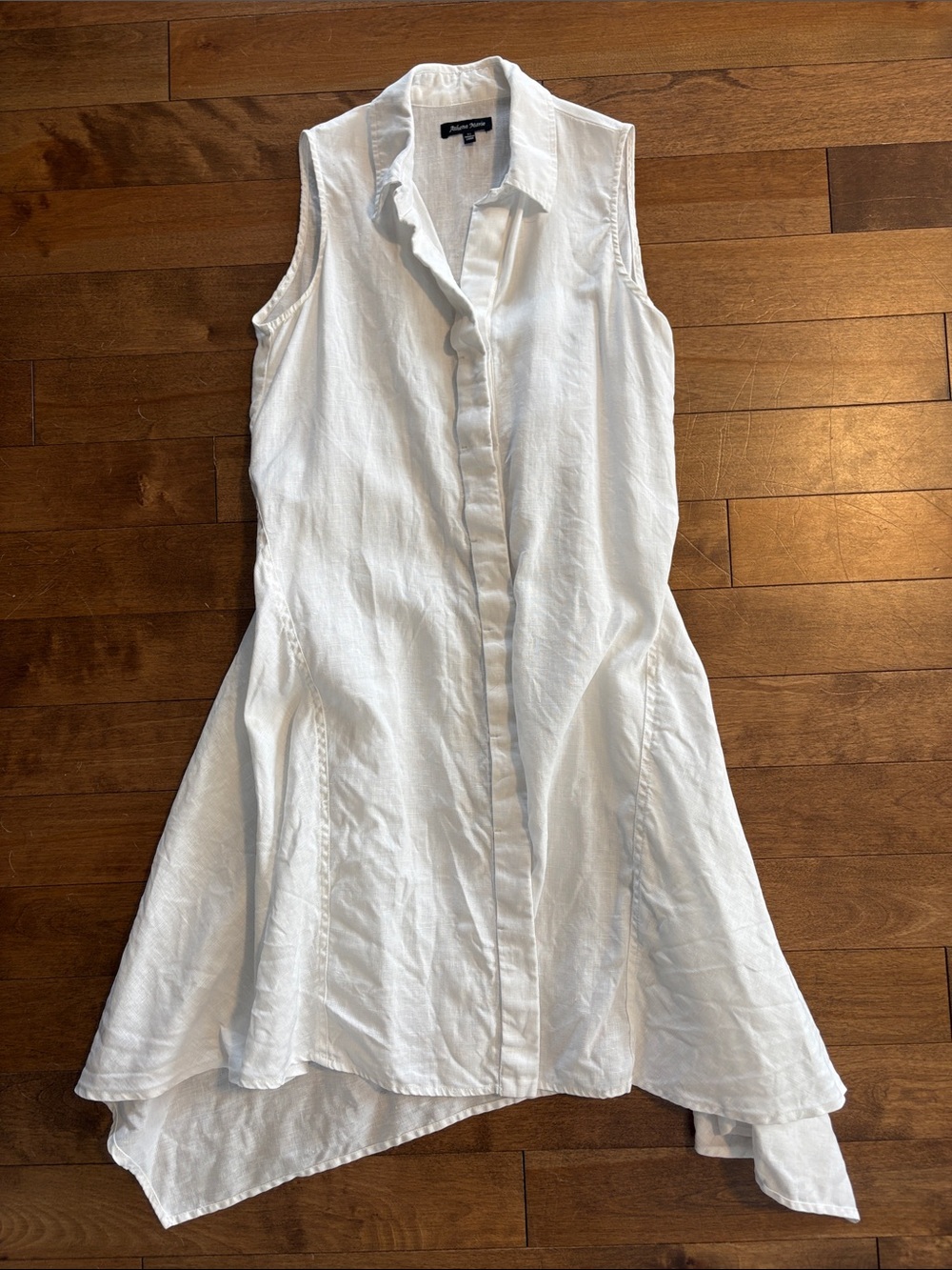Asymmetrical White Linen Button-Front Top